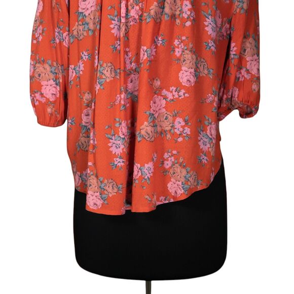 Free People Women's Shirt Button Up Floral Tie Front Boho Oversized Crop Top S - Picture 8 of 9